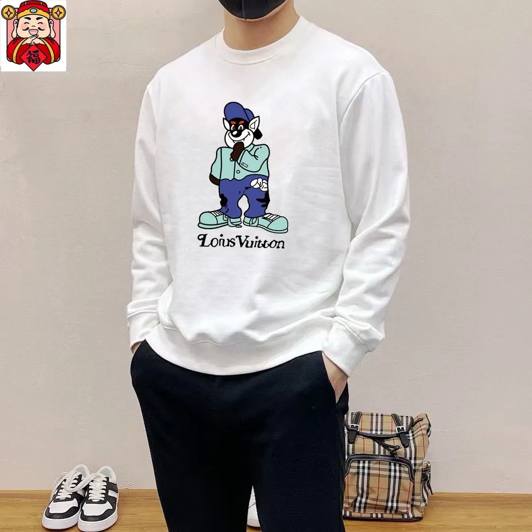 🅿️220 brand [LV Louis Vuitton] (good news for fat people) 2025ss autumn latest long-sleeved round-neck sweatshirt, on sale simultaneously on the official website. Refreshing and breathable. Made of top Tencel Roman. Comfortable and soft. 3D three-dimensional clarity. Super fashion sense. Great for gifting and keeping for yourself. Size: M-5XL (can wear up to 220 pounds)